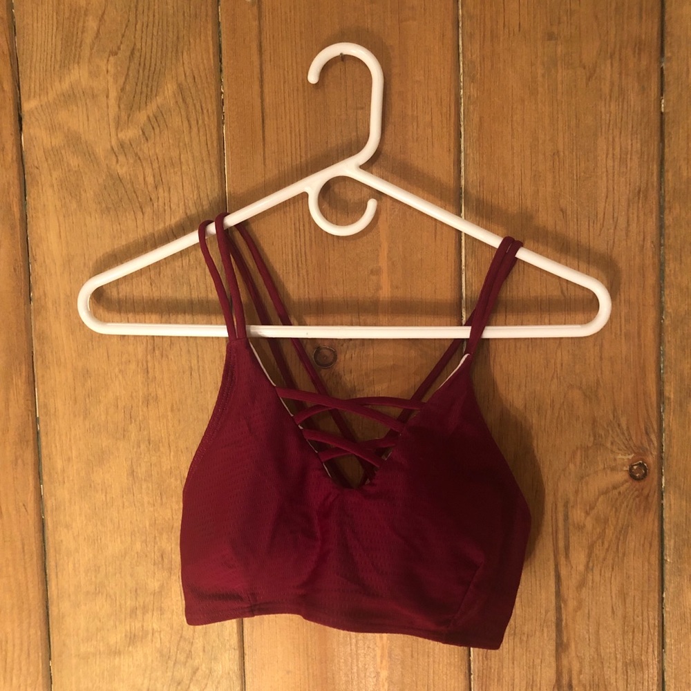 (L) maroon bathing suit top